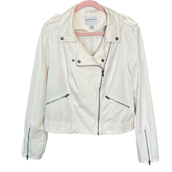 Anthropologie Jackets & Blazers - Marrakech Jaxon Knit Moto Jacket Cream White‎ Petite M